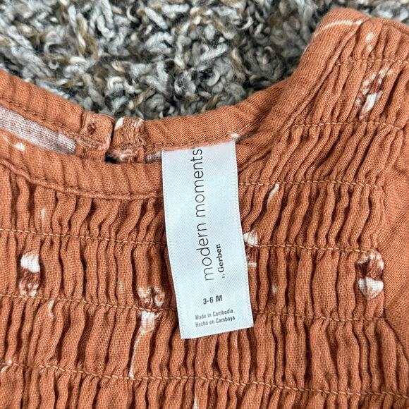 Modern Moments By Gerber Smocked Dress & Bloomer Set 3-6M Rust Orange Outfit - Picture 3 of 6